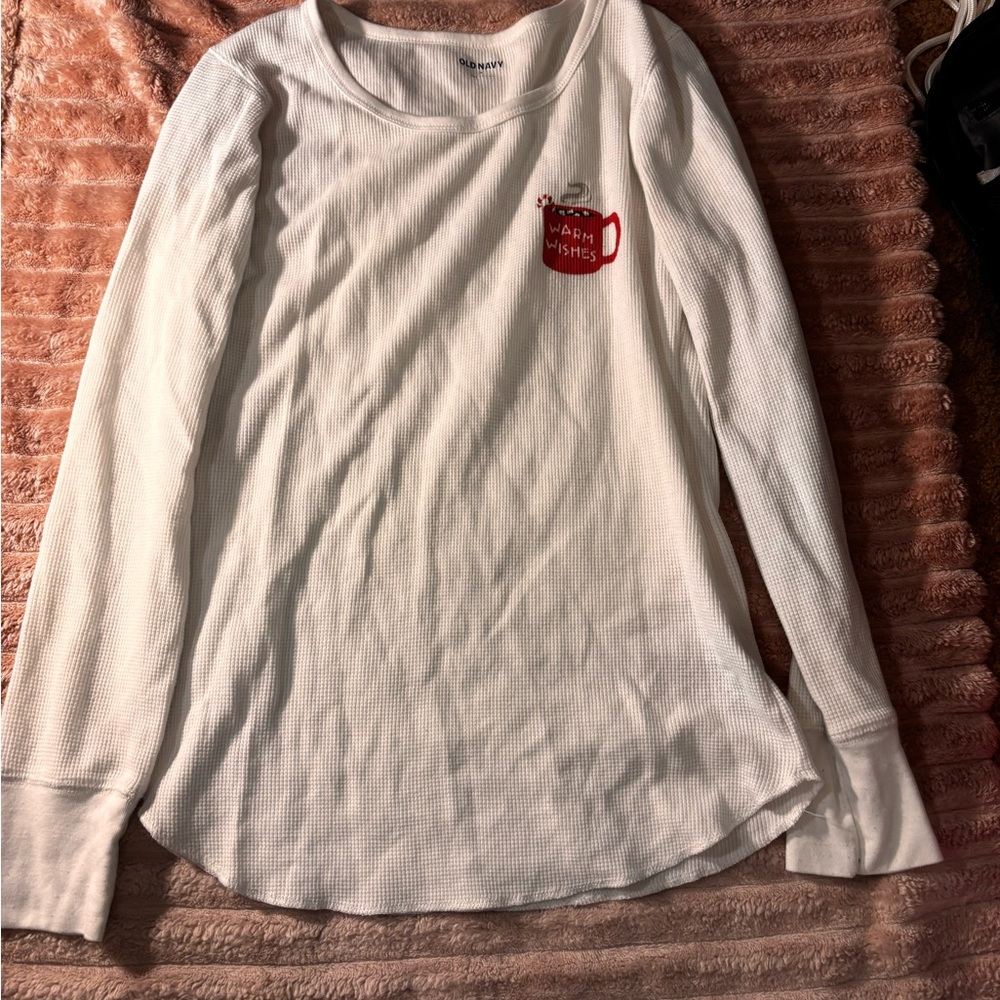 Pj White Long Sleeve with Red Mug Design